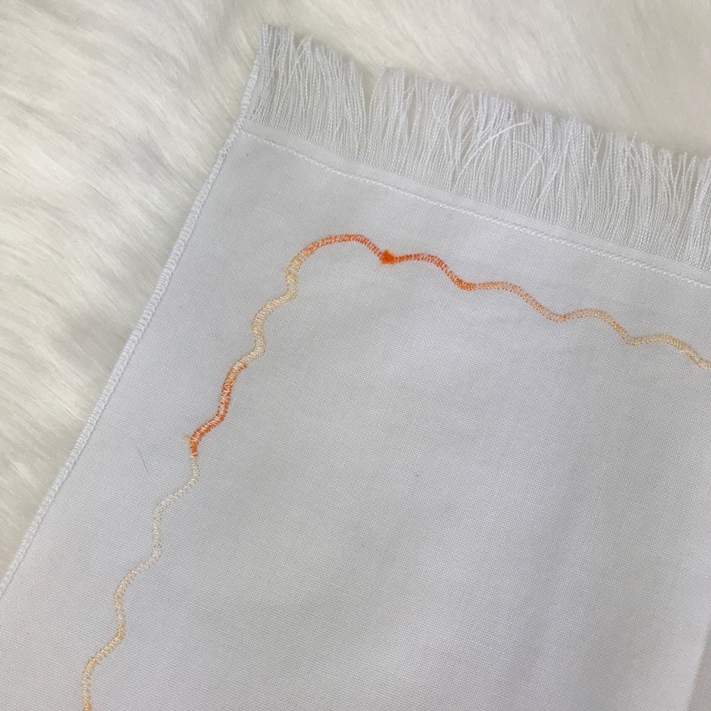 Embroidered Golden Tulips Flowers Fringe Handkerchief Vintage Style Floral - Picture 12 of 16
